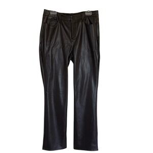 NYDJ‎ Womens Brown Sculpt Her Faux Leather Pants Size 12 Straight Leg Classic
